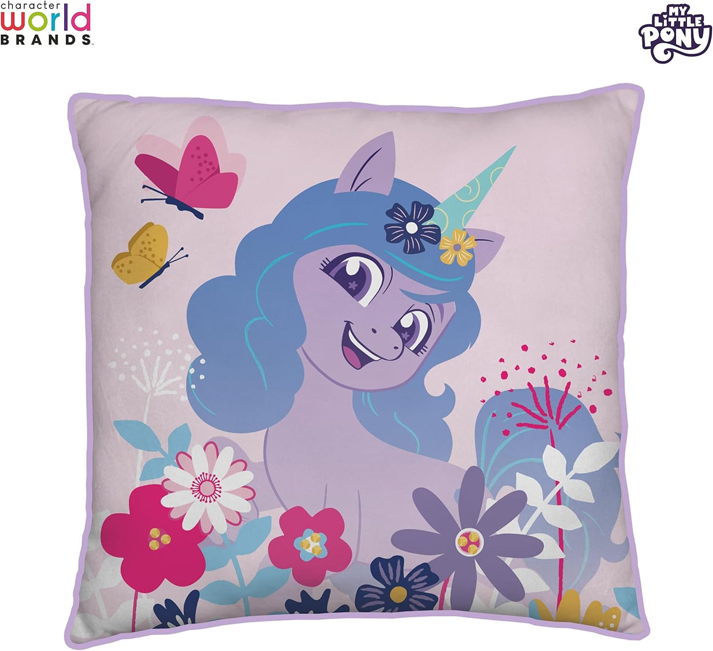 My Little Pony Square Cushion Pillow, Super Soft Reversible 2 Sided, Butterfly Design, Perfect for the Bedroom or on the Sofa