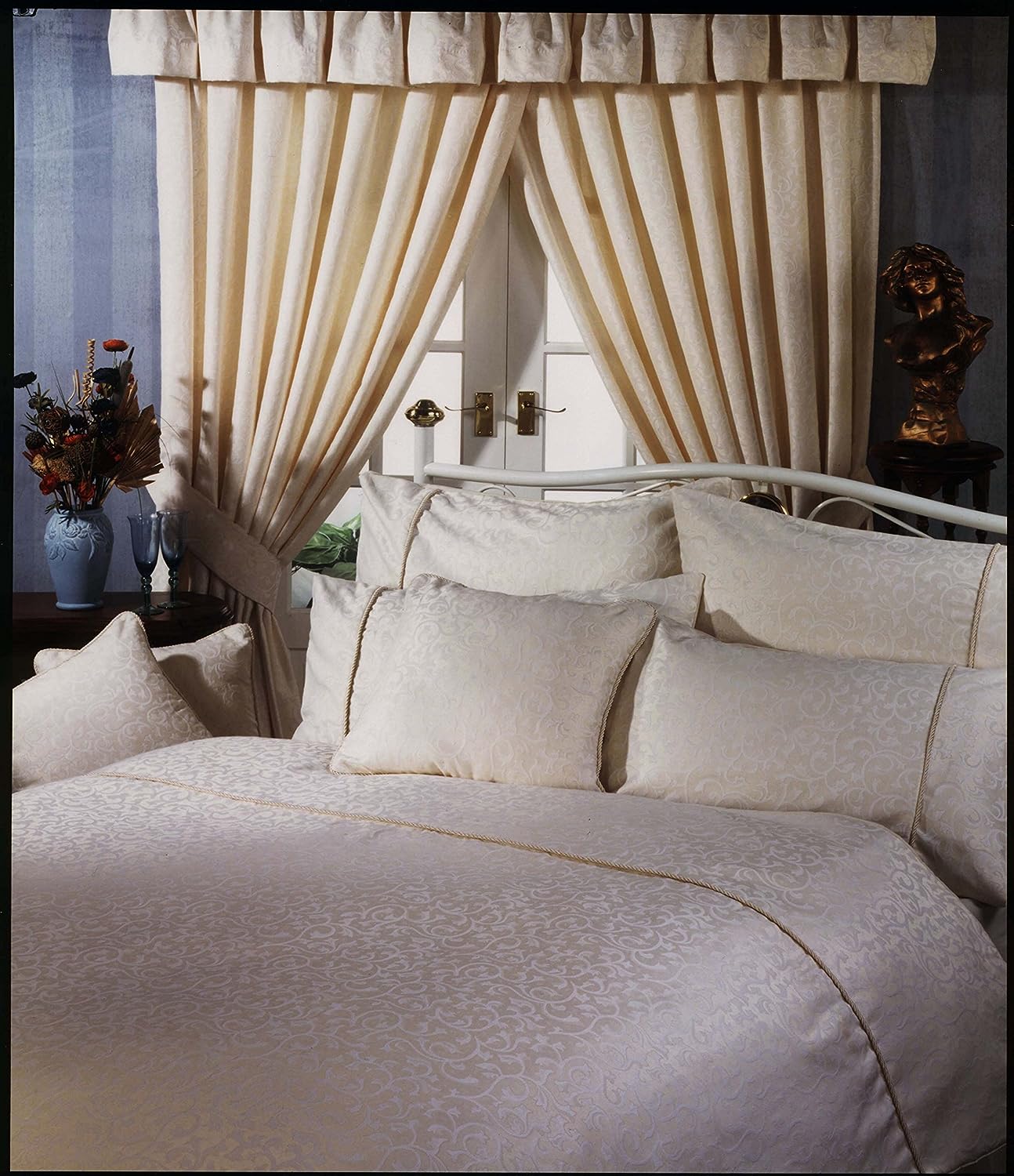 Luxury Jacquard 66" x 54" Woven Jacquard Luxury Ready Made Curtains Cream