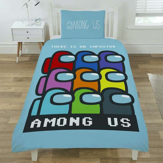 Official Among Us Single Bed Duvet Cover Set Character Gaming Reversible Bedding
