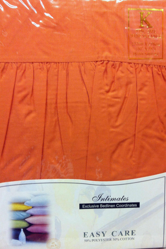 King Size Terracotta Orange Base Valance Sheet Polycotton 150 Thread Count Percale