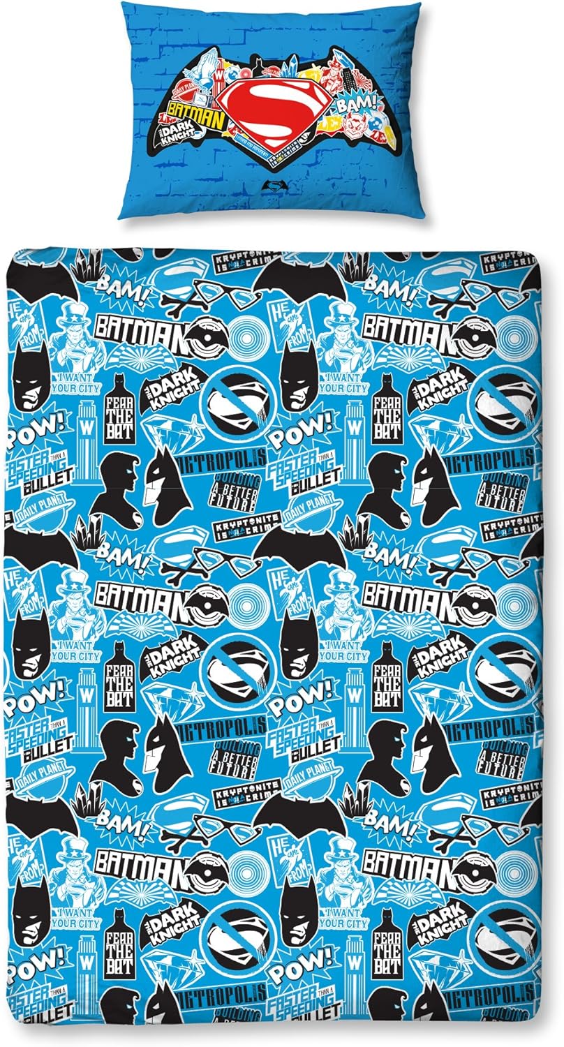 DC Comics Batman Vs Superman Single Bed Duvet Cover Set Reversible Character Bedding