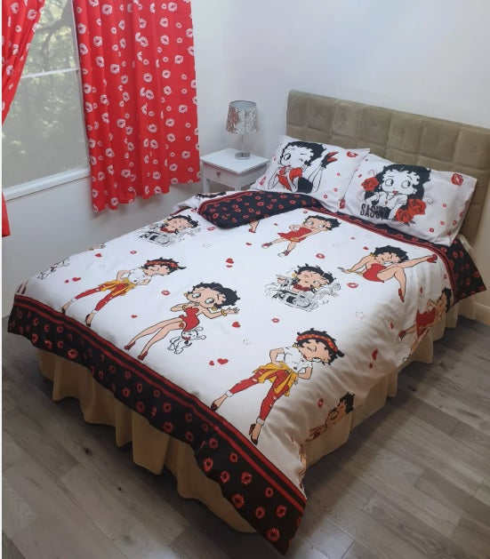 King Size Betty Boop Eras Duvet Cover Set Character Bedding Kisses Reversible