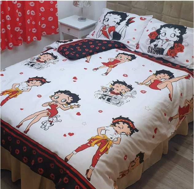 Super King Size Betty Boop Eras Duvet Cover Set Character Bedding Kisses Reversible