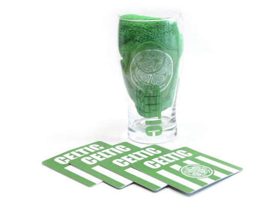 Celtic F.C Mini Bar Set Gift Idea Coasters Towel Pint Glass