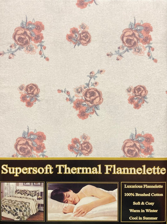 King Size Flannelette Sheet Set Floral 100% Brushed Cotton Winter Essential