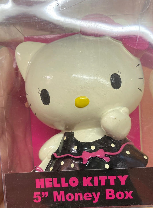 Hello Kitty 5" Money Box Character Polkadot Dress Black Novelty