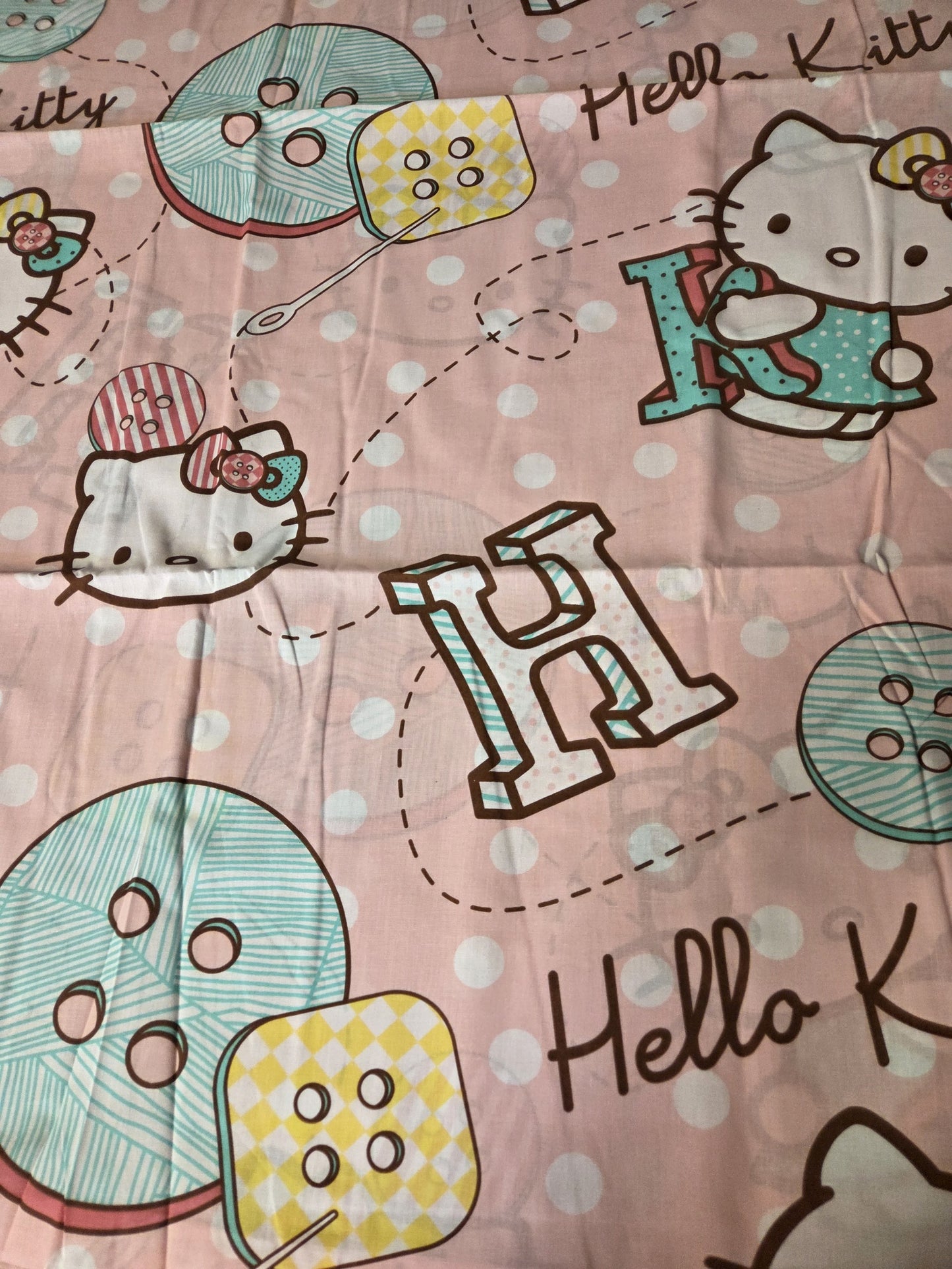 JUNIOR TODDLER HELLO KITTY STITCHES DUVET COVER SET CHARACTER BEDDING POLYCOTTON