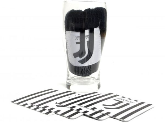 Juventus F.C Mini Bar Set Gift Idea Coasters Towel Pint Glass