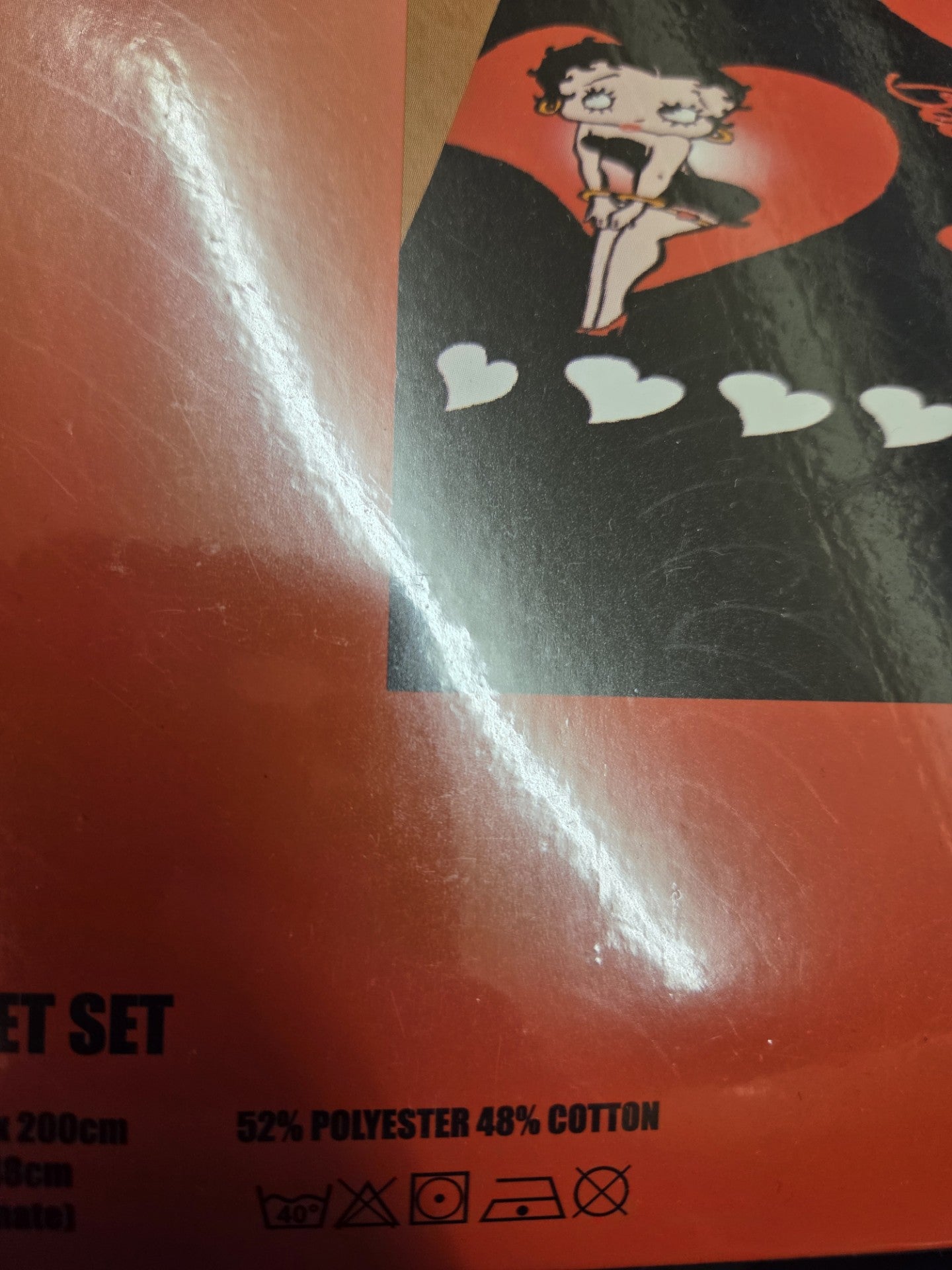 Single Bed Duvet Cover Set Betty Boop Just Kissin Bedding Hearts Black White Red