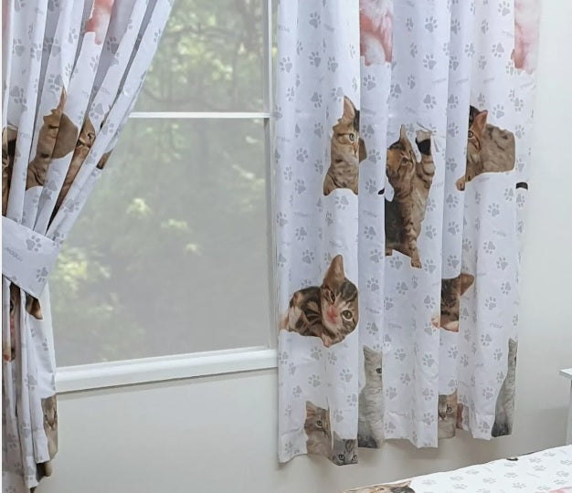 Cute Kittens Official Rachael Hale 66" x 72" Pencil Pleat Curtains Unlined Kids Room