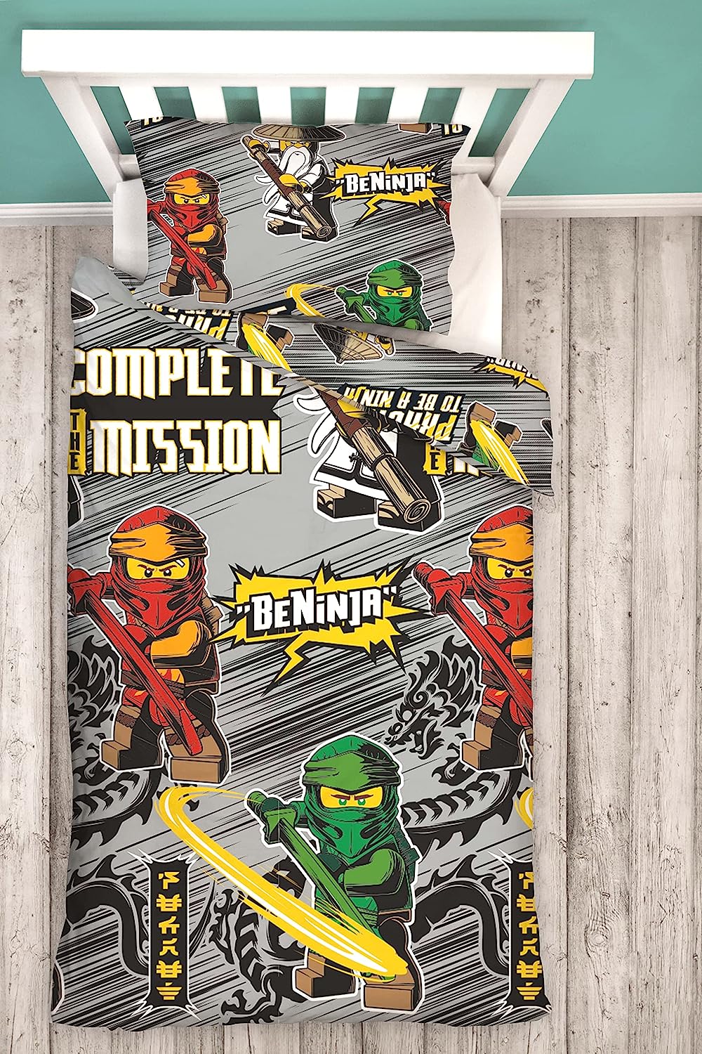 Single Bed Lego Ninja Mission Reversible Duvet Cover Set Character Bedding