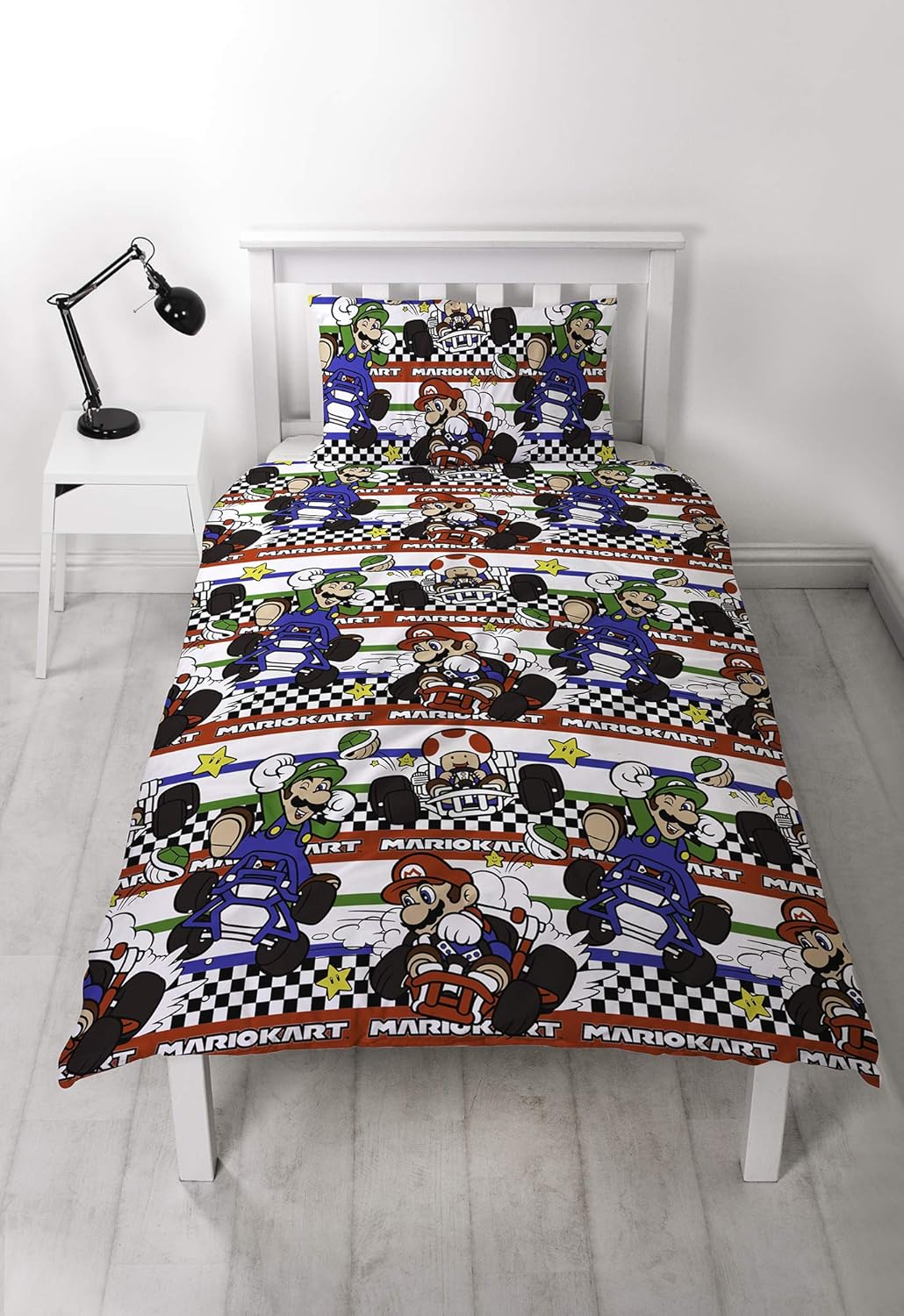Single Bed Super Mario Kart 'Racer' Official Reversible Duvet Cover Set Character Bedding