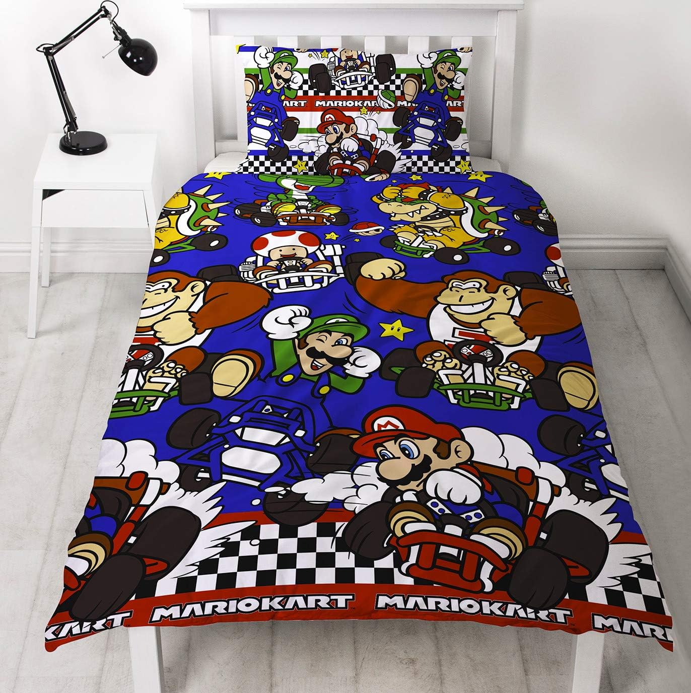 Single Bed Super Mario Kart 'Racer' Official Reversible Duvet Cover Set Character Bedding
