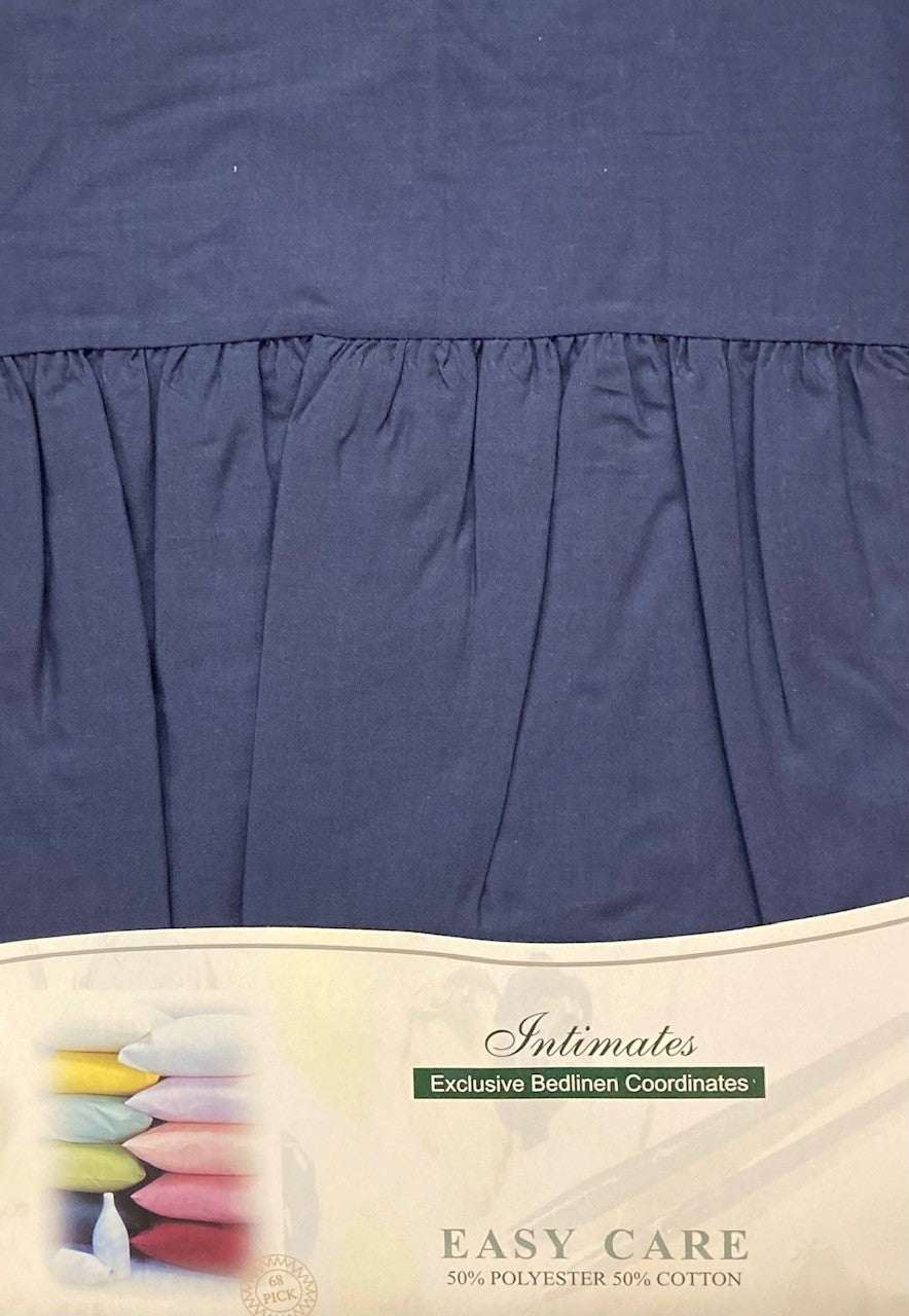 King Size Navy Base Valance Sheet Polycotton 150 Thread Count Percale