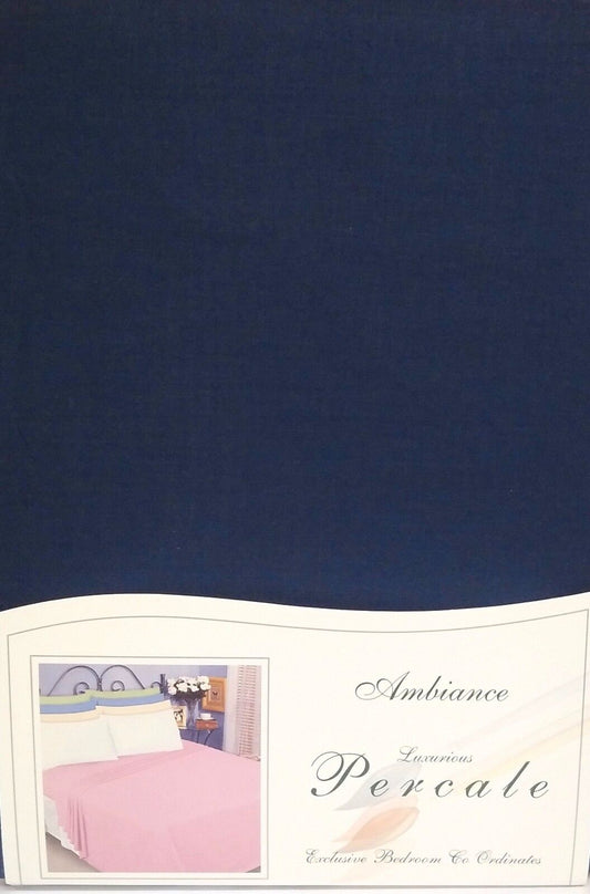 King Size Navy Base Valance Sheet Polycotton 150 Thread Count Percale Luxury