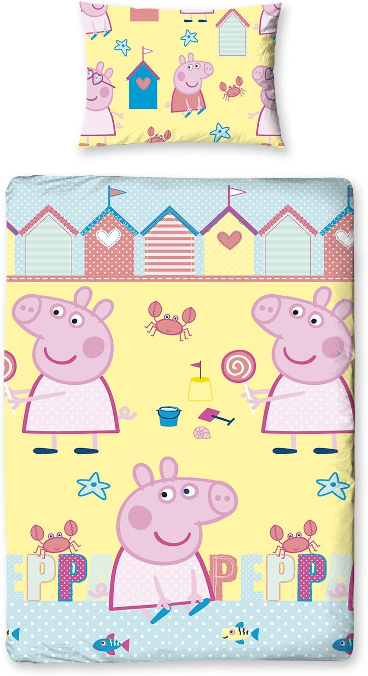 Single Bed Official Peppa Pig 'Seaside' Duvet Cover Set Character Bedding