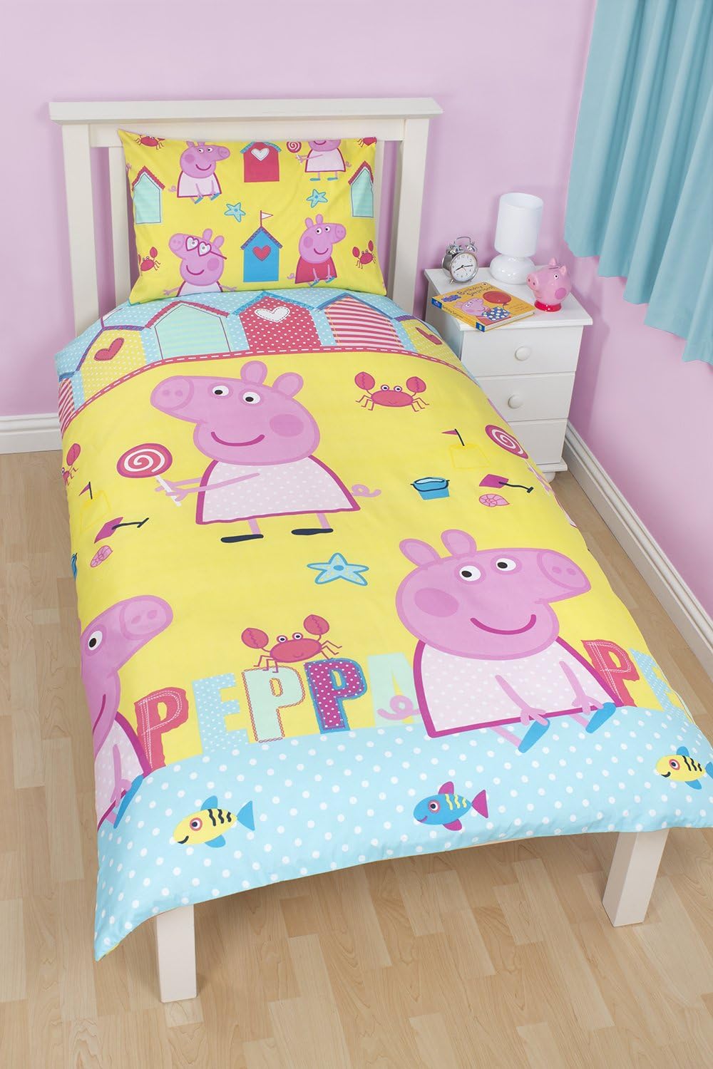 Single Bed Official Peppa Pig 'Seaside' Duvet Cover Set Character Bedding