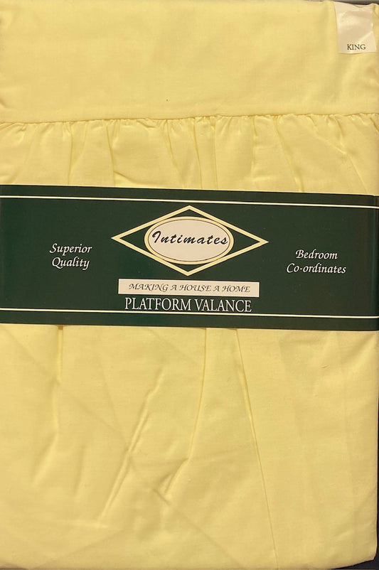 King Size Platform Valance Sheet Yellow Polycotton 150 Thread Count Percale