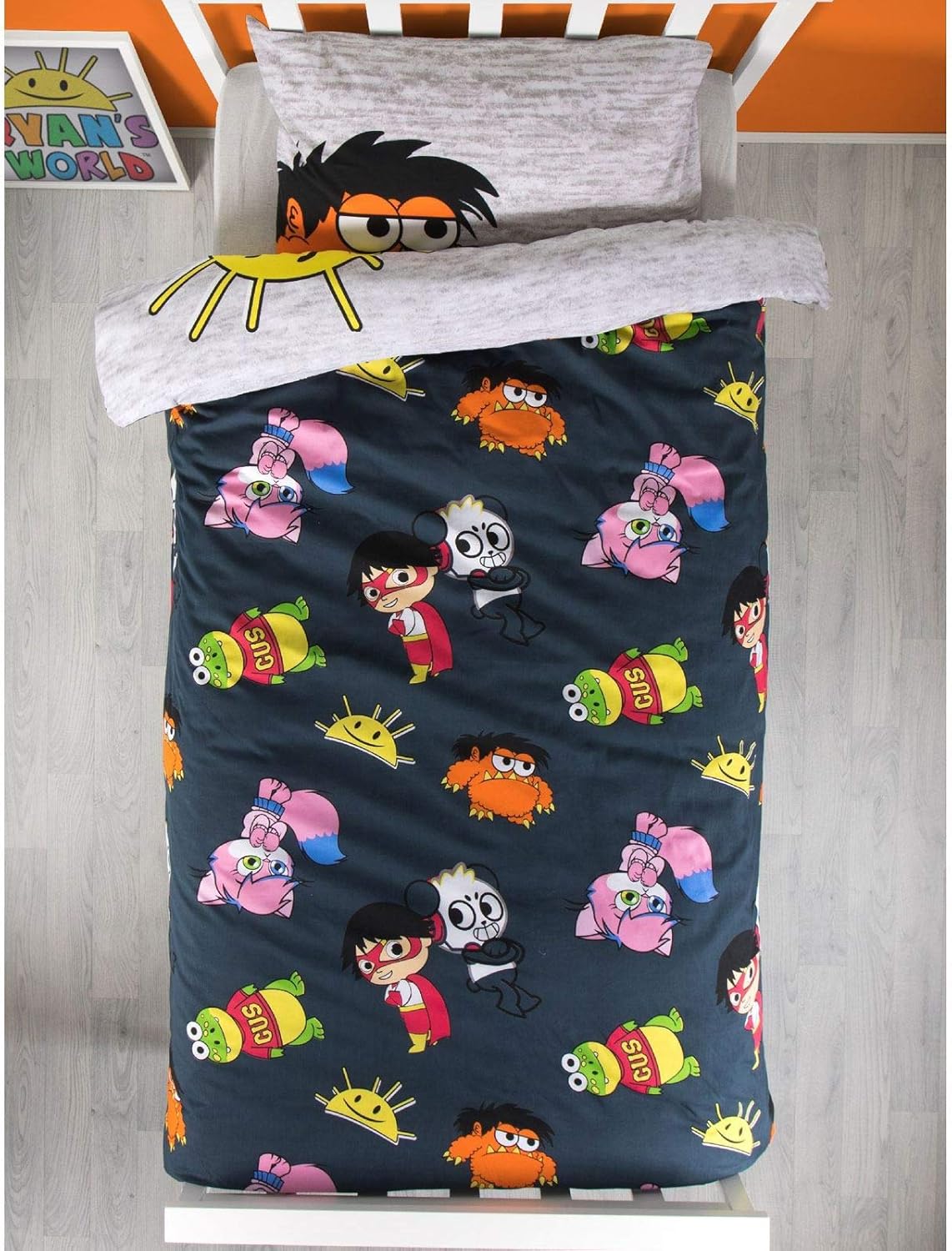 Ryan's World Single Bed Duvet Cover Set Reversible Youtuber Bedding Set Kids