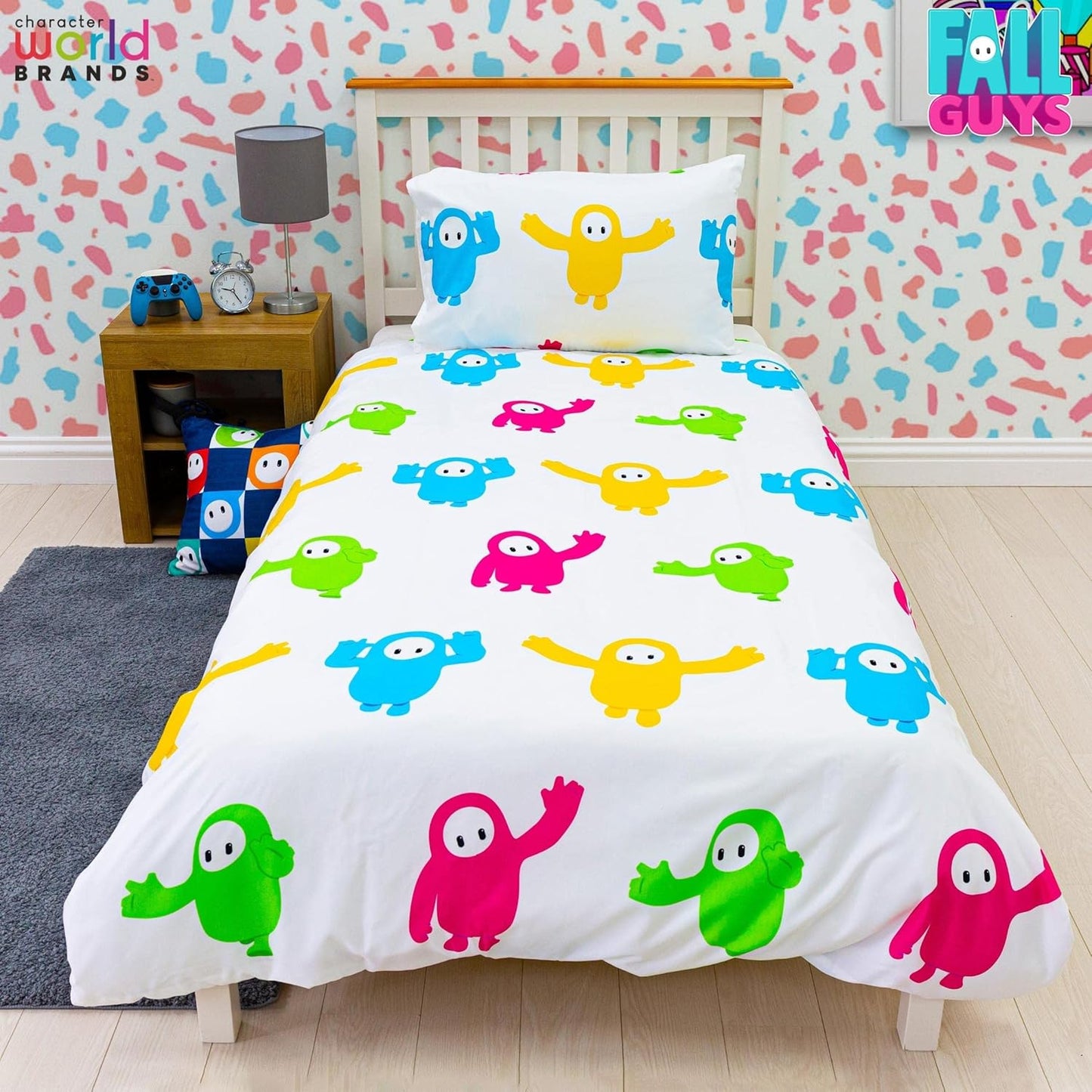 Single Bed Fall Guys Official Kids Gaming Character Reversible Bedding Set