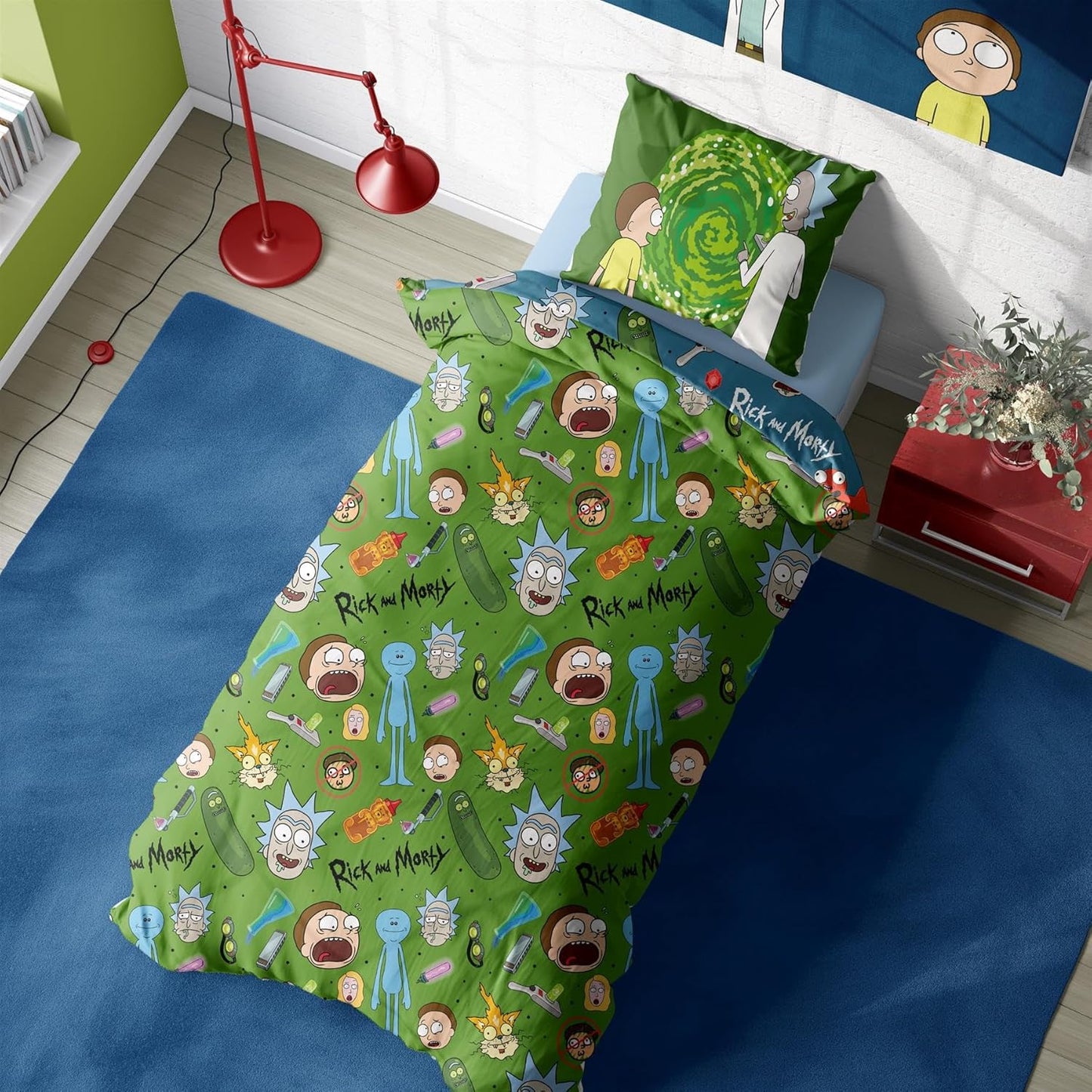 Double Bed Rick And Morty Duvet Cover Set Reversible Bedding Set Pickle Rick