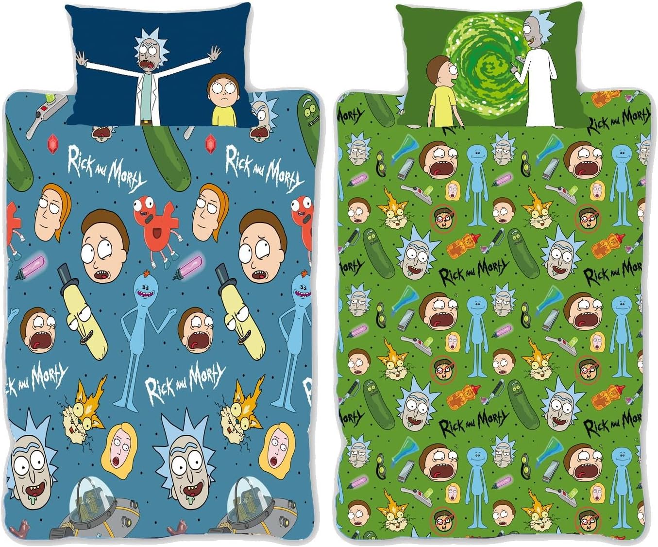 Double Bed Rick And Morty Duvet Cover Set Reversible Bedding Set Pickle Rick