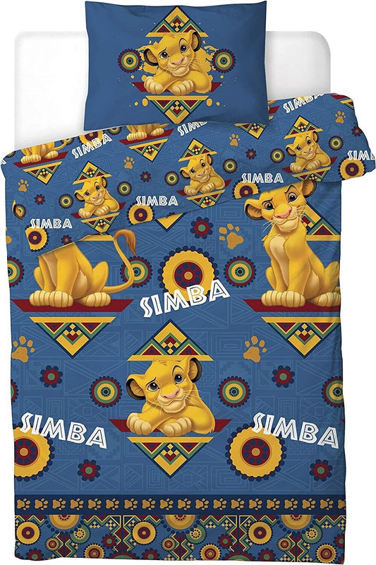 Single Bed Official Disney Lion King Simba Blue Reversible Bedding Set Character