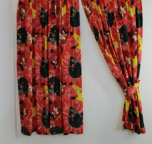 Clearance Curtains Angry Birds TNT Red Black 66" x 72" Pencil Pleat Character Curtains Unlined