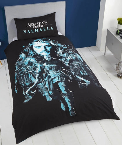 Single Bed Duvet Cover Set Assassins Creed Valhalla Reversible Character Bedding
