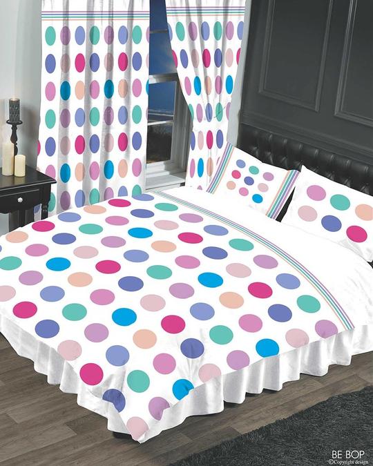 Super King Size Duvet Cover Set Be Bop White Multicoloured Dots