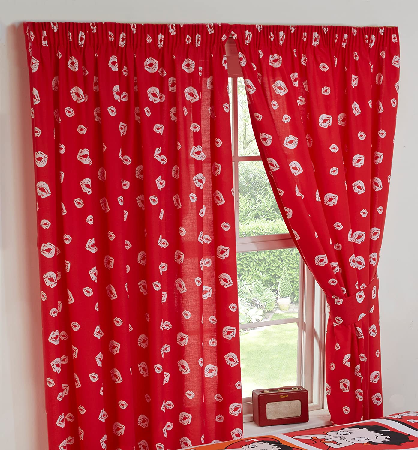 Official Betty Boop Picture Perfect Lips 66" x 72" Pencil Pleat Character Curtains