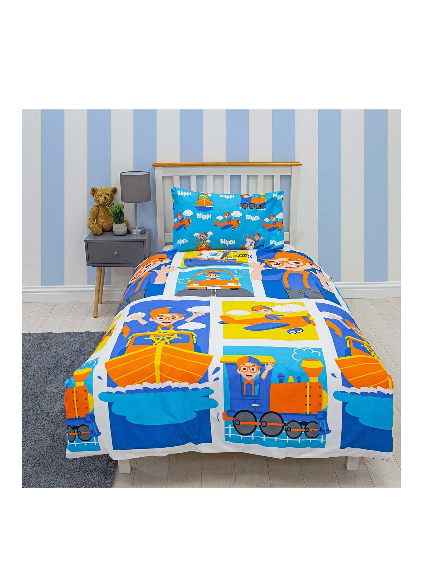 Single Bed Duvet Cover Set Blippi Youtuber Character Bedding Reversible