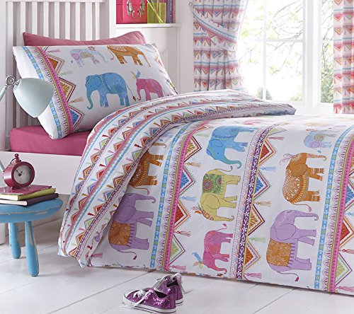 King Size Duvet Cover Set Carnival Elephants Multicoloured