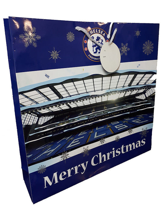 Chelsea F.C Large Gift Bag Stadium Design Merry Christmas Official Product