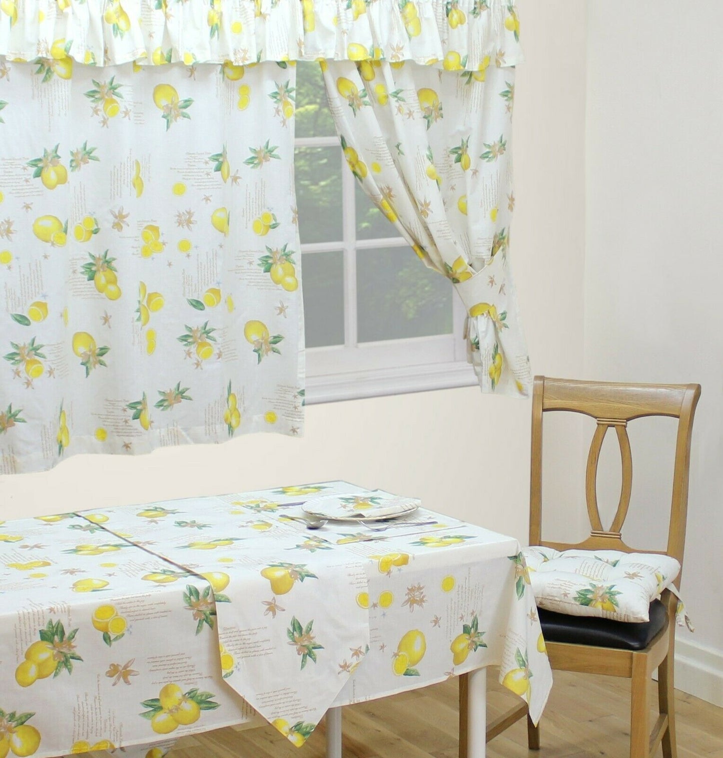 Lemons 70" x 108" Oblong Table Cloth 8 - 10 Place Setting 100% Natural Cotton