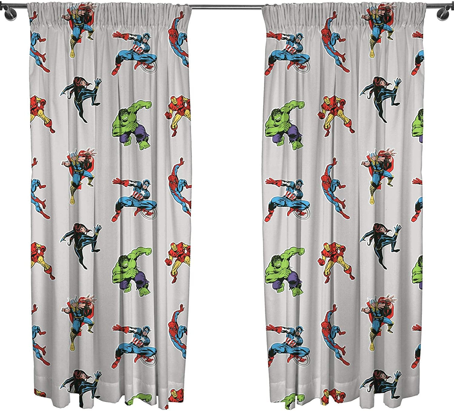 Marvel Avengers 'Grey' 66" x 54" Unlined Pencil Pleat Character Curtains Super Hero