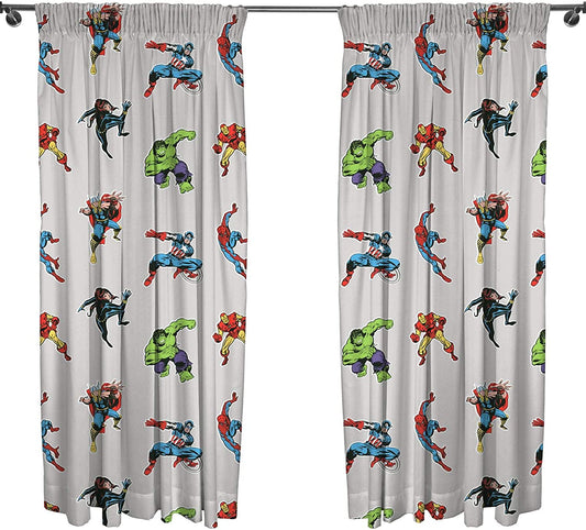 Marvel Avengers 'Grey' 66" x 54" Unlined Pencil Pleat Character Curtains Super Hero