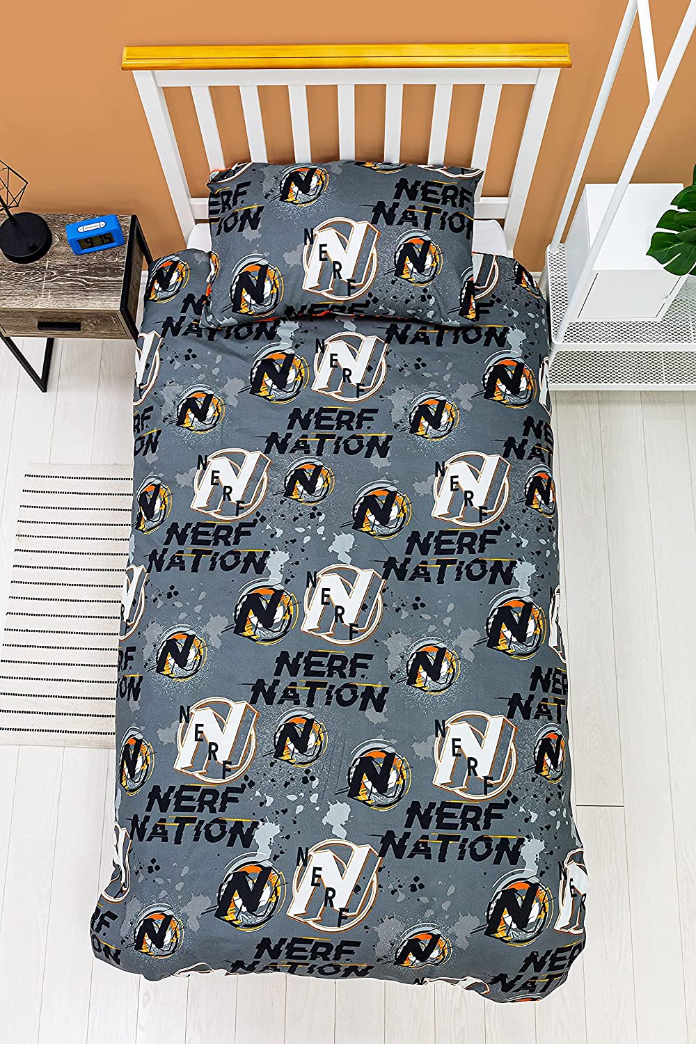 Single Bed Official Nerf Nation Blast Orange Grey Reversible Character Bedding