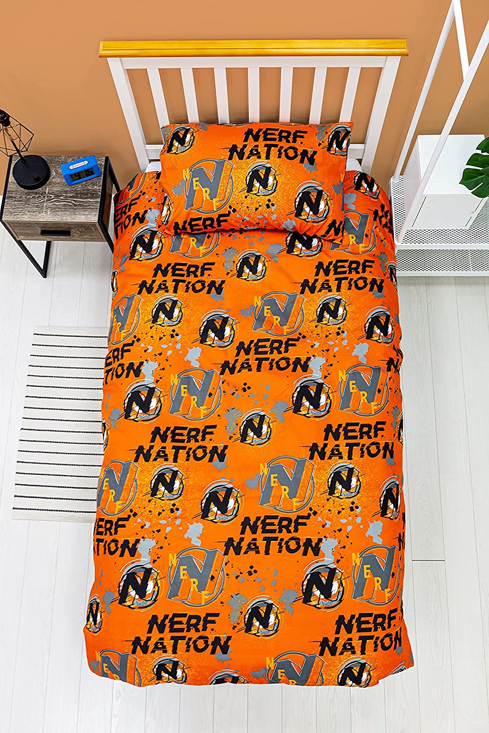 Single Bed Official Nerf Nation Blast Orange Grey Reversible Character Bedding