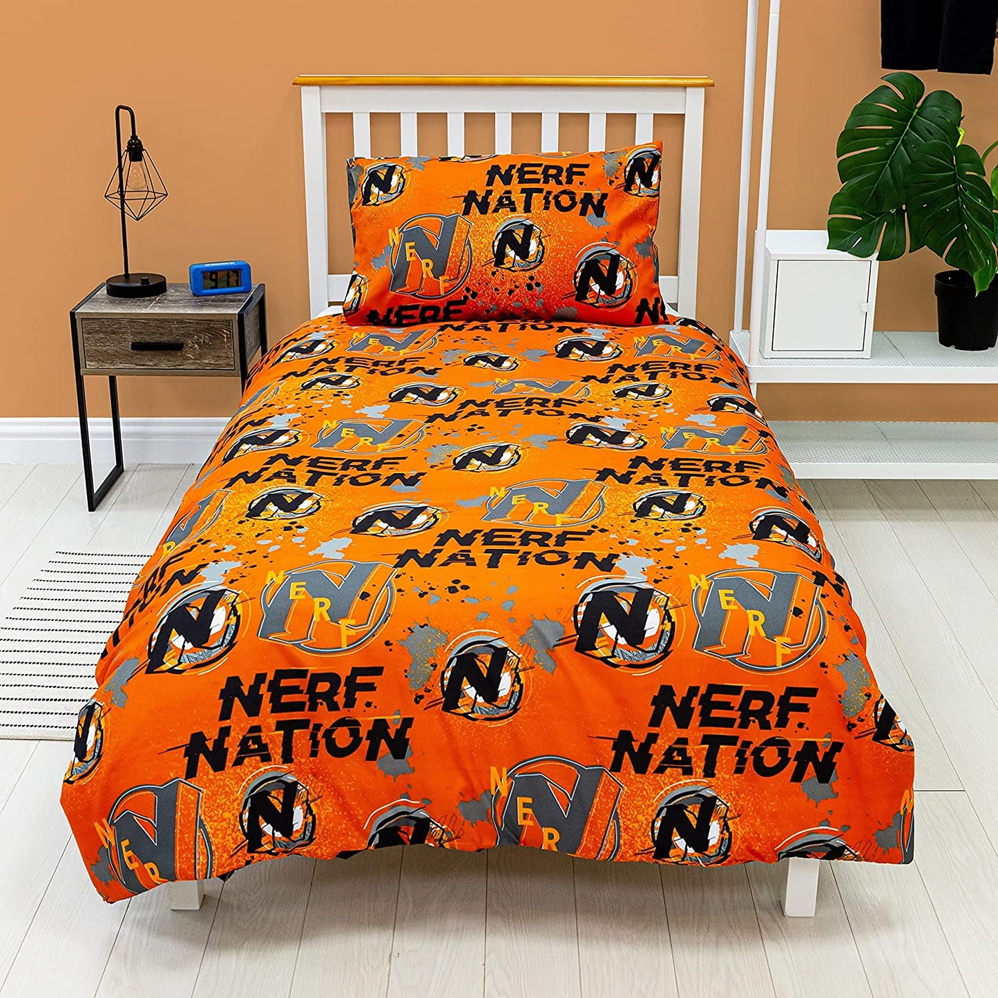 Single Bed Official Nerf Nation Blast Orange Grey Reversible Character Bedding