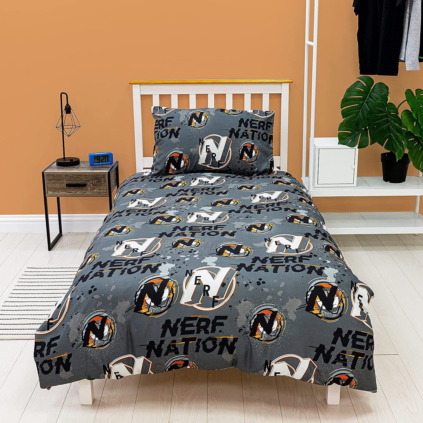 Single Bed Official Nerf Nation Blast Orange Grey Reversible Character Bedding