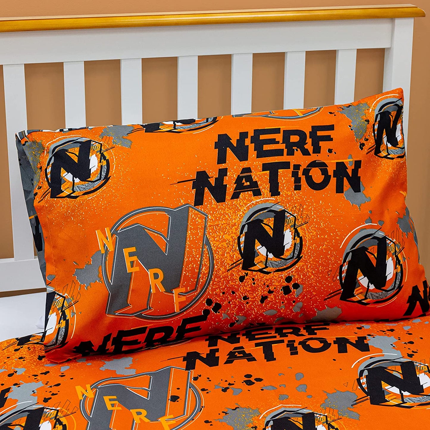 Single Bed Official Nerf Nation Blast Orange Grey Reversible Character Bedding