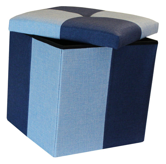 Quattro Storage Ottoman Foot Stool Seat Storage Box Navy Sky Blue
