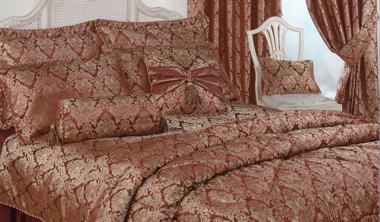 Single Bed Raajh Gold Damask Bedspread Throw Over