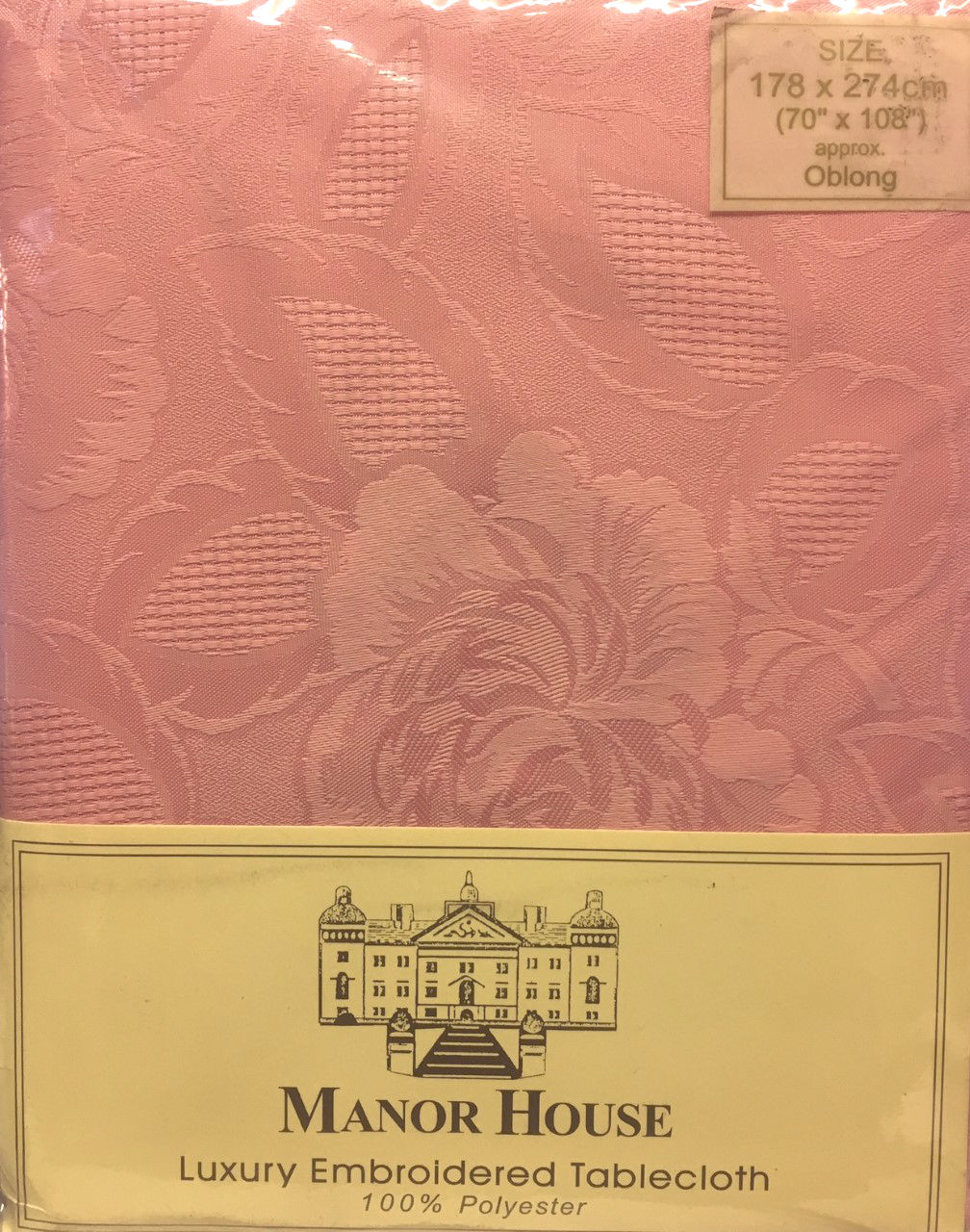 Rose Jacquard Floral 70" x 108" Tablecloth Woven Jacquard Dusky Pink