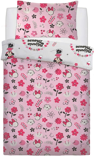 Single Bed Duvet Cover Set Minnie Mouse Wink Floral