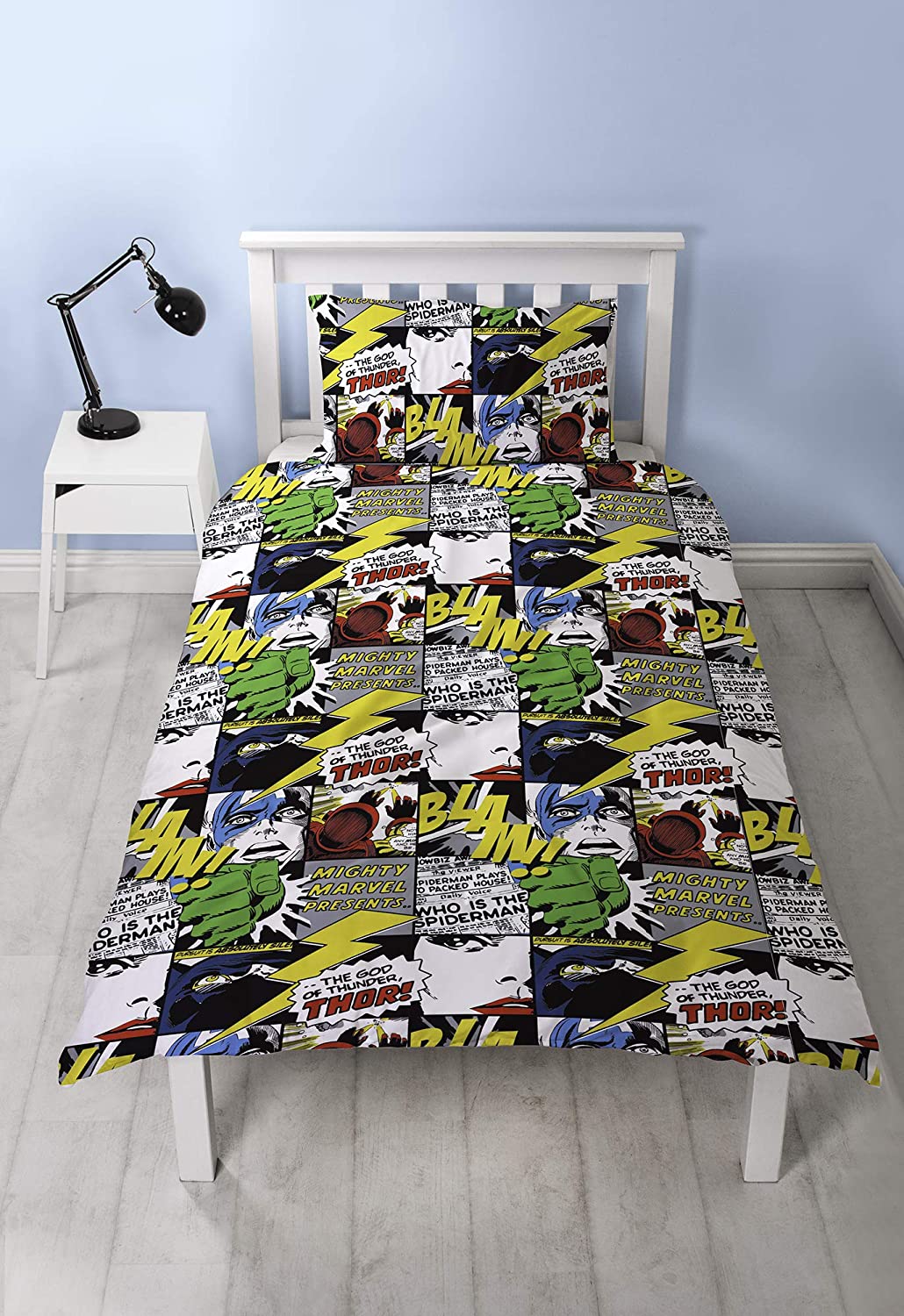 Single Bed Marvel Comics 'Scribble' Duvet Cover Set Character Bedding