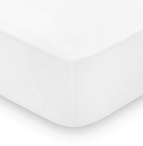 Cot Bed Fitted Sheet White Polycotton 71cm x 141cm + 15cm Soft