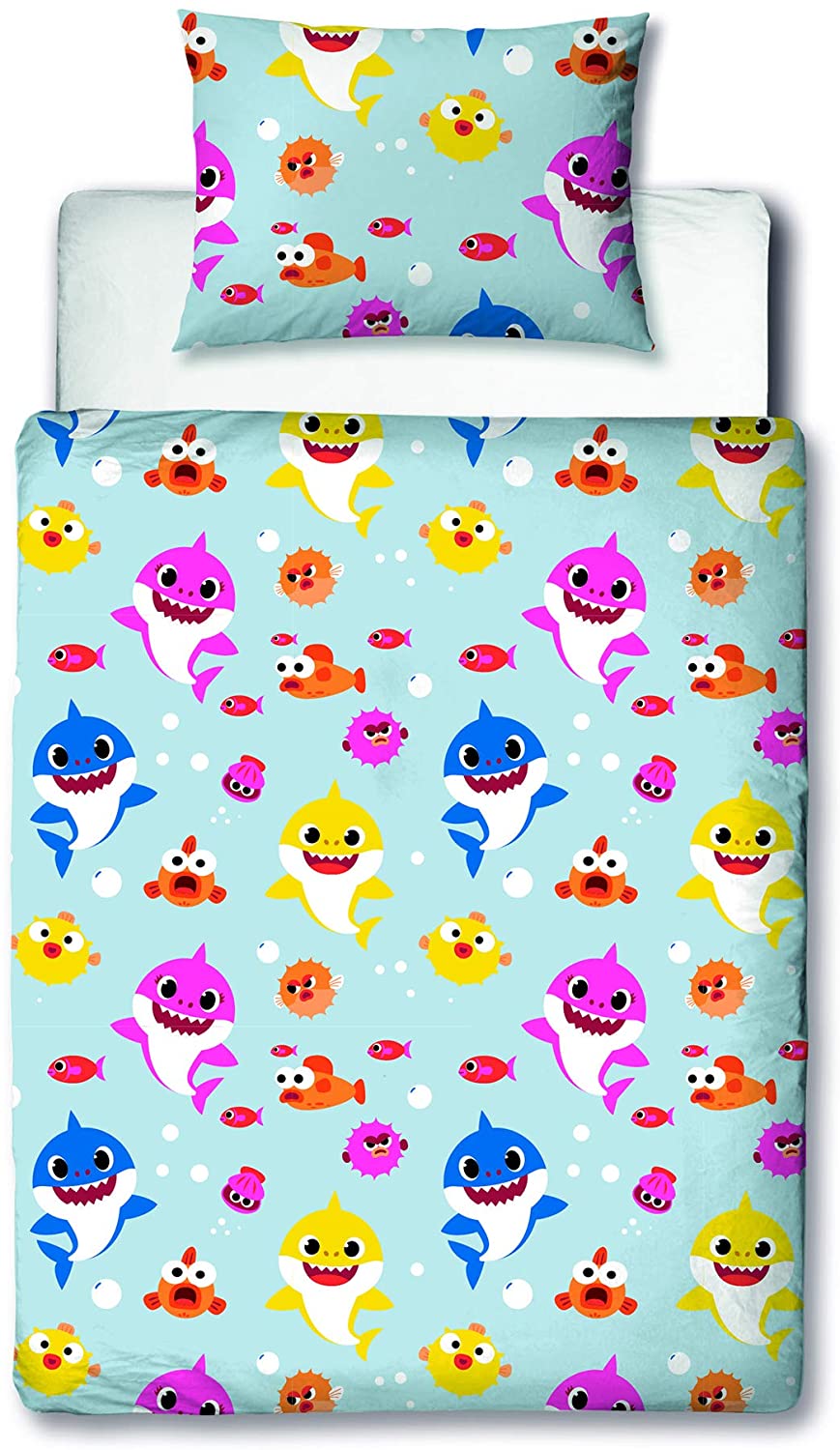 Junior Baby Shark Pink Fong Duvet Cover Set Reversible Bedding