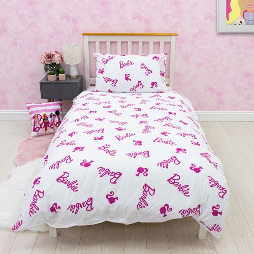 Single Bed Official Barbie Reversible Panel Duvet Cover Set Character Bedding